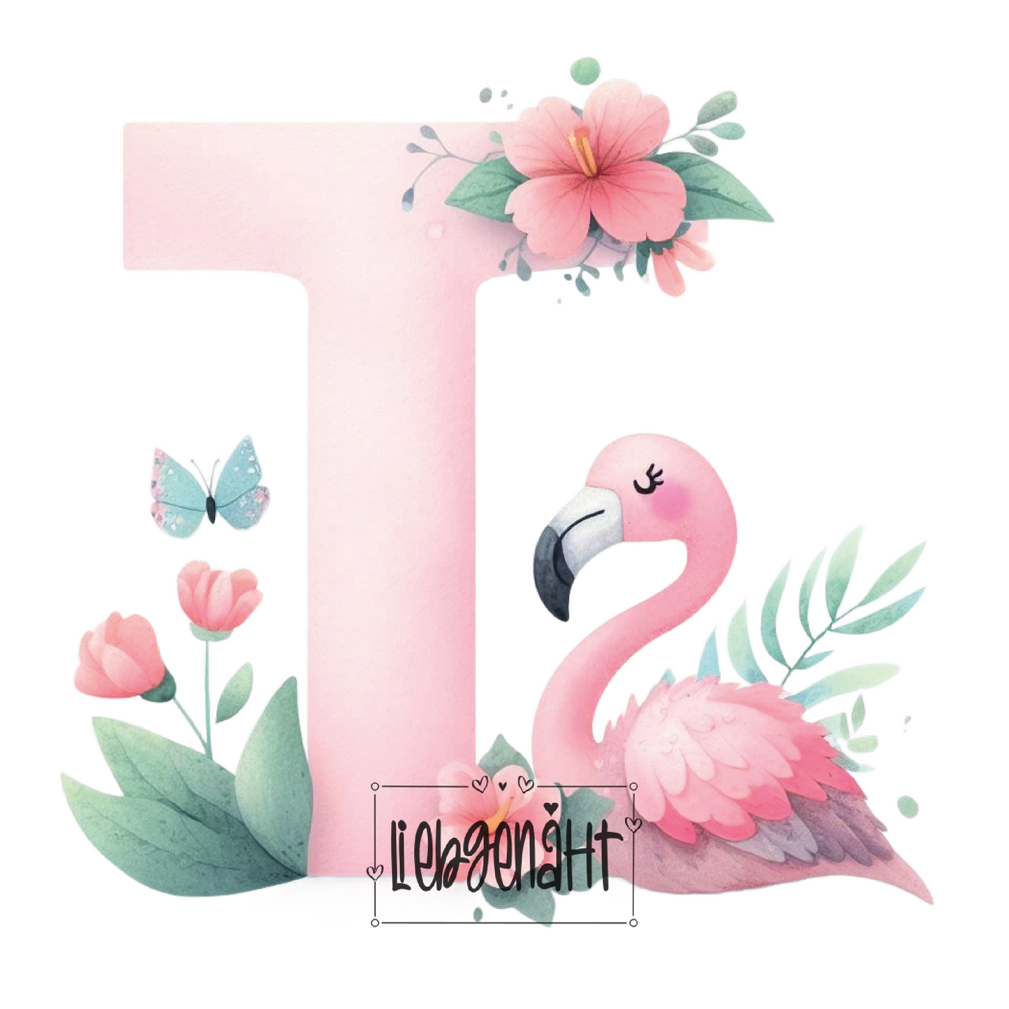 VORBESTELLUNG! - GLITZER - Alphabet Flamingo