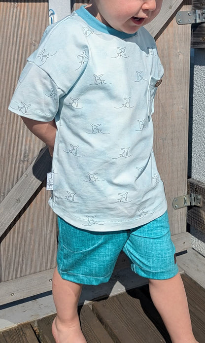 METERWARE! Leinen Blau/Türkis - Jersey