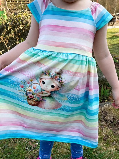 B-WARE! Eigenproduktion! Panel Fee auf Regenbogenstreifen - Jersey (Randstreifen nicht komplett bedruckt!)