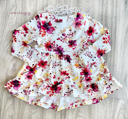 RESTSTÜCK! Eigenproduktion! Burgundy Blumen hell - Rib - 0,45m x VB
