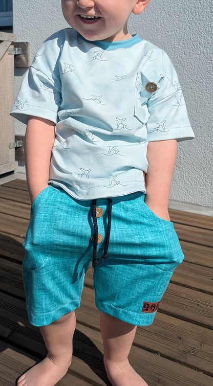 METERWARE! Leinen Blau/Türkis - Jersey